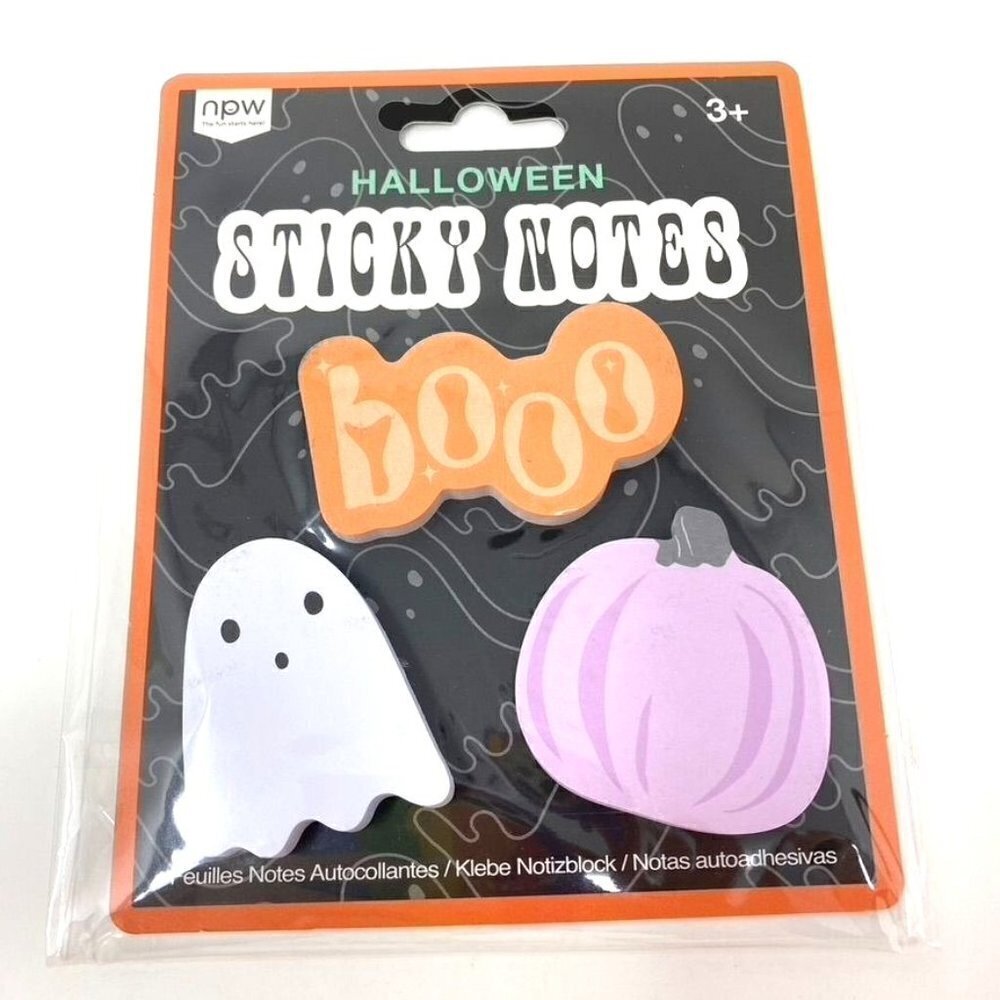 NPW 3pk Halloween Sticky Note 3 x 3 Inches Ghost Boo Pumpkin B8 - Picture 4 of 4
